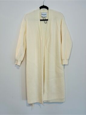 Another Version Cream Ribbed Longline Tie Front Cardigan S/M
